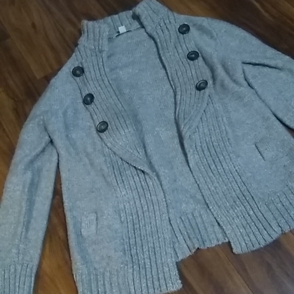 Banana Republic Women's Gray Knitted Buttoned Cotton Sweater Sz. Medium - Picture 12 of 12